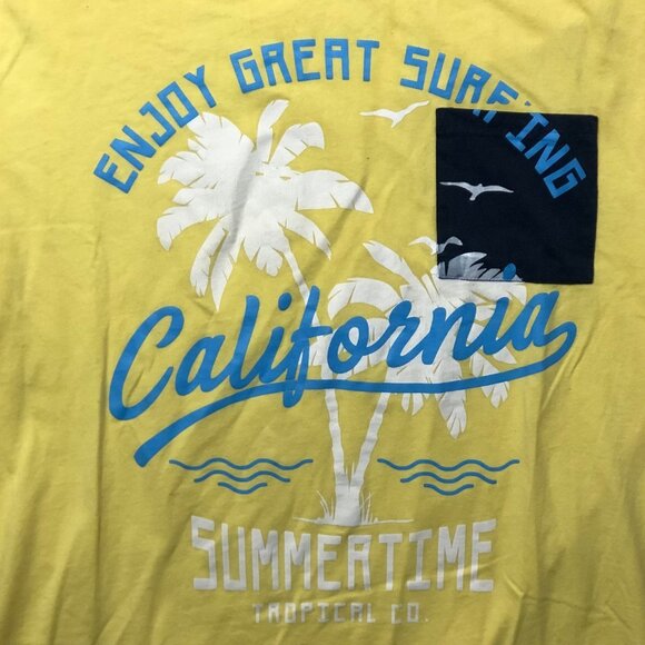 Blumind T-Shirt Mens XXL Yellow California Graphic Pocket Short Sleeve Tee - Picture 6 of 6